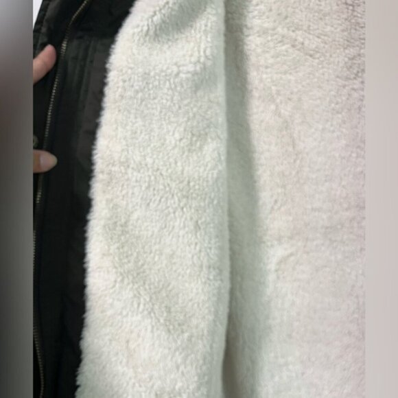 Forever 21 Olive Green Faux Shearling Lined Parka - Size M - Picture 7 of 14